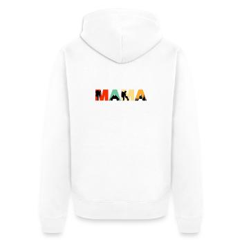 Mama Camping Retro Sunset Hiking Silhouette - Unisex Premium Bio Zip Hoodie - Weiß - Hinten - Thijin (182cm)