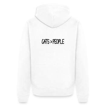 Chats>Gens Drôle de Chat - Veste à capuche bio Premium Unisexe - blanc - Dos - Thijin (182cm)