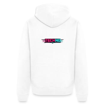 Techno Neon Puls - Unisex Premium Bio Zip Hoodie - Weiß - Hinten - Thijin (182cm)