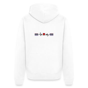 Schier Pulse Logo – Island Style - Unisex Premium Bio Zip Hoodie - Weiß - Hinten - Thijin (182cm)