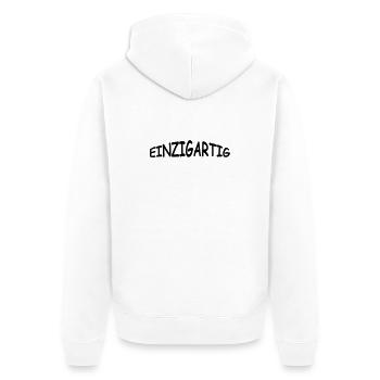 einzigartig - Unisex Premium Bio Zip Hoodie - Weiß - Hinten - Thijin (182cm)