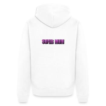 Schriftzug Super Mum für die beste Mutter - Unisex Premium Bio Zip Hoodie - Weiß - Hinten - Thijin (182cm)