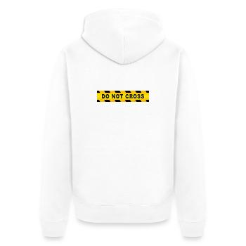 Überschreiten Sie das Sicherheitssperrband nicht - Unisex Premium Bio Zip Hoodie - Weiß - Hinten - Thijin (182cm)