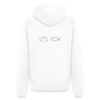 Laibe und Fisch - Unisex Premium Bio Zip Hoodie - Weiß - Hinten - Thijin (182cm)