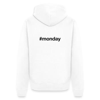 MONTAG Hashtag monday - Unisex Premium Bio Zip Hoodie - Weiß - Hinten - Thijin (182cm)