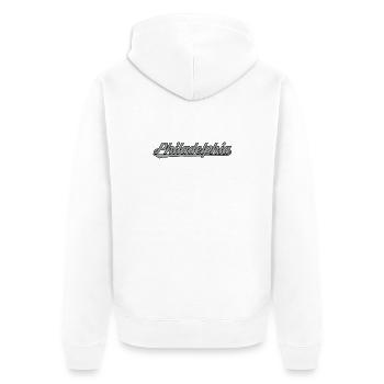 Philadelphia Vintage Schriftzug - Unisex Premium Bio Zip Hoodie - Weiß - Hinten - Thijin (182cm)