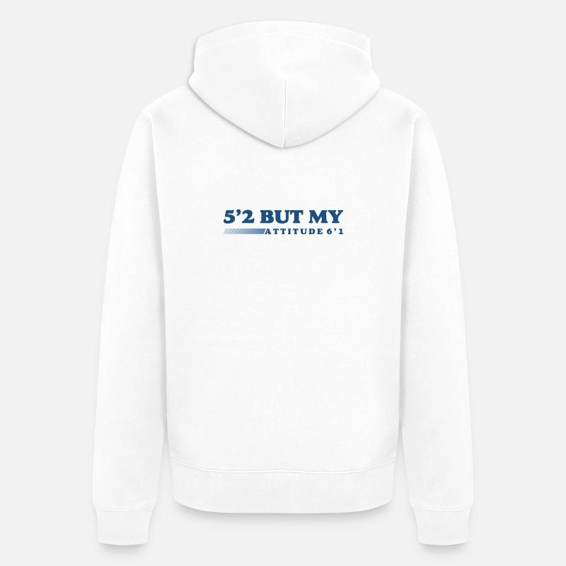 Körpergröße: Klein, aber heftig - Unisex Premium Bio Zip Hoodie - Weiß