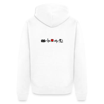 Herzfrequenz Cardio Widder Wassermann - Unisex Premium Bio Zip Hoodie - Weiß - Hinten - Thijin (182cm)