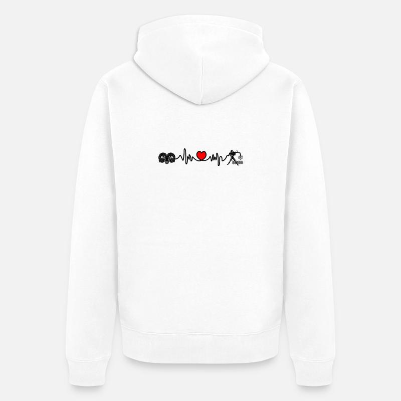 Herzfrequenz Cardio Widder Wassermann - Unisex Premium Bio Zip Hoodie - Weiß