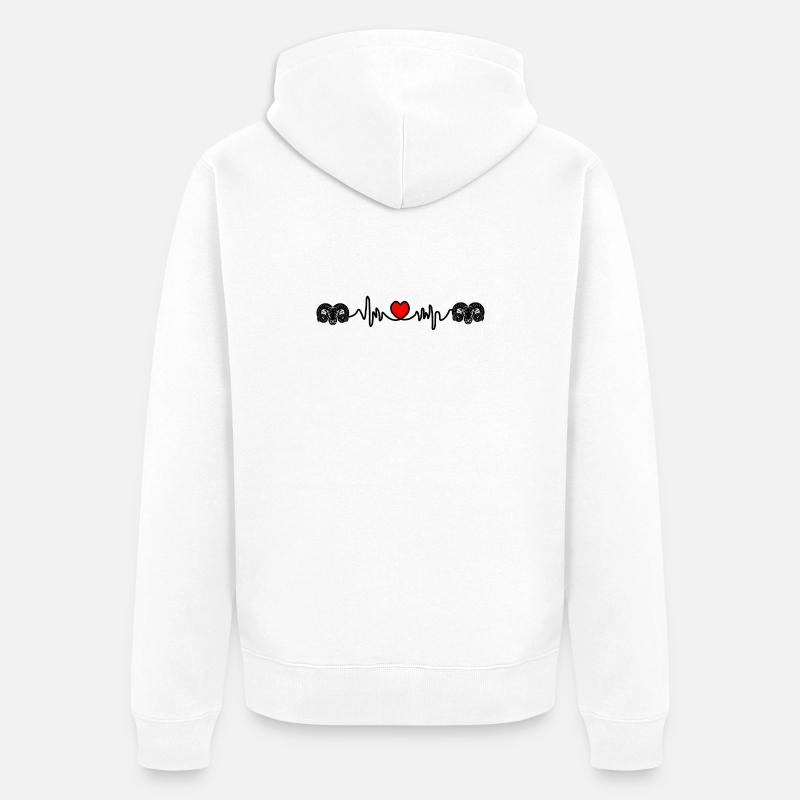 Fréquence cardiaque cardio Ram Ram - Veste à capuche bio Premium Unisexe - blanc