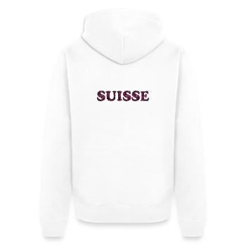 SCHWEIZ. LAND - Unisex Premium Bio Zip Hoodie - Weiß - Hinten - Thijin (182cm)