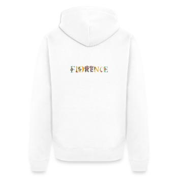 FLORENCE Nom Art Avec Fleurs Brodées - Veste à capuche bio Premium Unisexe - blanc - Dos - Thijin (182cm)