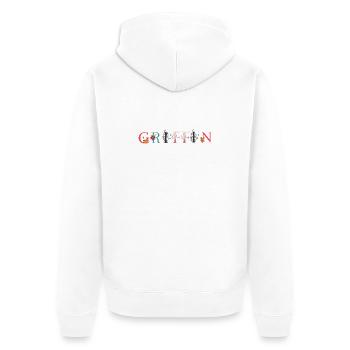 GRIFFIN Namenskunst mit gestickten Blumen - Unisex Premium Bio Zip Hoodie - Weiß - Hinten - Thijin (182cm)