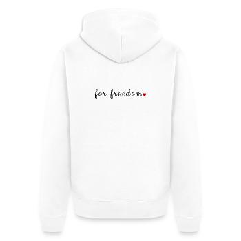 For Freedom Vintage Patriotic Justice Grafik oben - Unisex Premium Bio Zip Hoodie - Weiß - Hinten - Thijin (182cm)