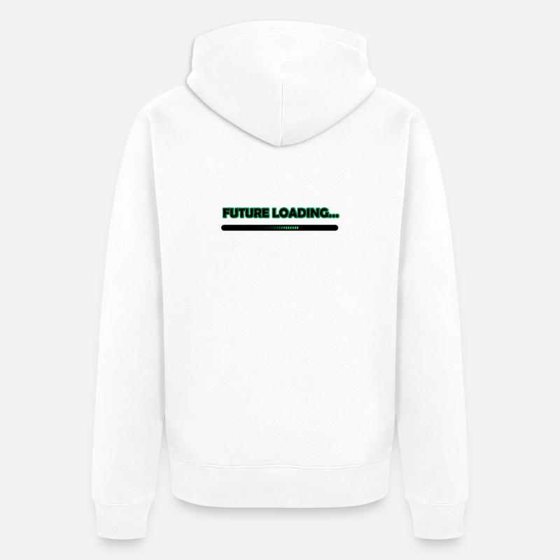 Future Loading Progress Tee - Unisex Premium Organic Zip Hoodie - white