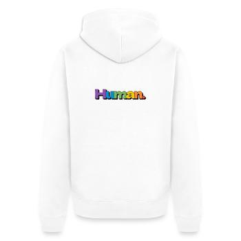 Typographie colorée de la fierté arc-en-ciel humaine - Veste à capuche bio Premium Unisexe - blanc - Dos - Thijin (182cm)