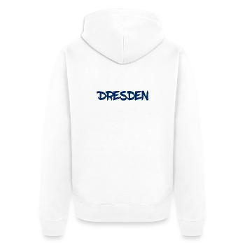 Dresden - Sachsen - Frauenkirche - Zwinger - Elbe - Unisex Premium Bio Zip Hoodie - Weiß - Hinten - Thijin (182cm)