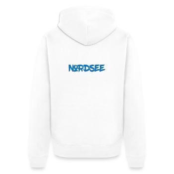 Nordsee - Watt - Gezeiten - Deutsches Meer - Unisex Premium Bio Zip Hoodie - Weiß - Hinten - Thijin (182cm)