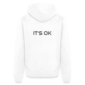 Ist schon okay!  Einstellungsstimmung - Unisex Premium Bio Zip Hoodie - Weiß - Hinten - Thijin (182cm)