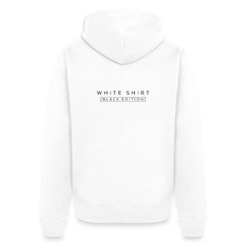 Schwarz Edition auf Weißem Shirt - Unisex Premium Bio Zip Hoodie - Weiß - Hinten - Thijin (182cm)