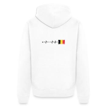 Drapeau de la Belgique Battement de cœur - Veste à capuche bio Premium Unisexe - blanc - Dos - Thijin (182cm)