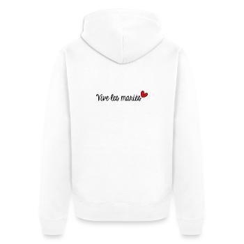 GERADE VERHEIRATET. Junggesellinnenabschied. VALENTINSTAG. PAAR - Unisex Premium Bio Zip Hoodie - Weiß - Hinten - Thijin (182cm)