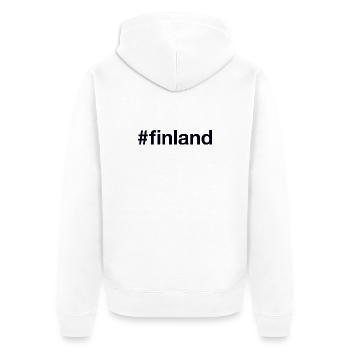 FINLAND Hashtag - Unisex Premium Bio Zip Hoodie - Weiß - Hinten - Thijin (182cm)