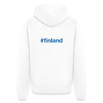 FINLAND Hashtag - Unisex Premium Bio Zip Hoodie - Weiß - Hinten - Thijin (182cm)