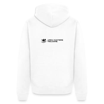 Apex Hunters Welcome – Petrolhead Shirt - Unisex Premium Bio Zip Hoodie - Weiß - Hinten - Thijin (182cm)