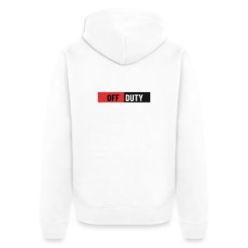 Off-duty-Kontrastdruck - Unisex Premium Bio Zip Hoodie - Weiß - Hinten - Thijin (182cm)