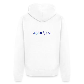 Migration des oiseaux en origami (Bleu) - Veste à capuche bio Premium Unisexe - blanc - Dos - Thijin (182cm)