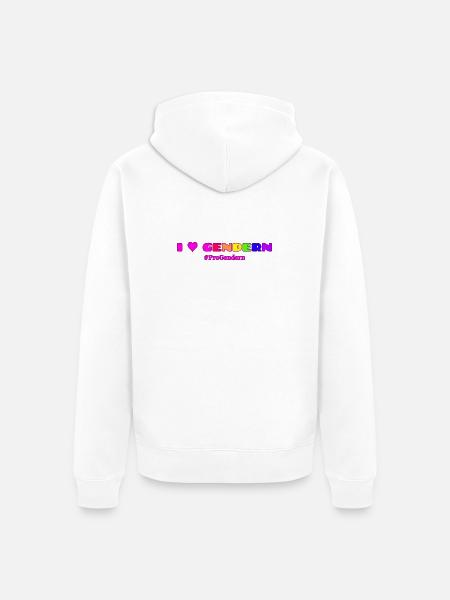 I Love Gendern Geschenkidee Pro Gendern - Unisex Premium Bio Zip Hoodie - Weiß