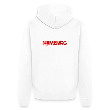 Hamburg - Hansestadt - Alster - Elbe - Hafen - Unisex Premium Bio Zip Hoodie - Weiß - Hinten - Thijin (182cm)