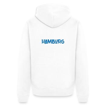 Hambourg - Ville hanséatique - Alster - Elbe - Port - Veste à capuche bio Premium Unisexe - blanc - Dos - Thijin (182cm)