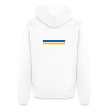 Ukraine Flagge Minimal - Fahne Fan Streifen Design - Unisex Premium Bio Zip Hoodie - Weiß - Hinten - Thijin (182cm)