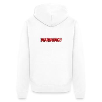 Warning - Modern Statement Design - Unisex Premium Organic Zip Hoodie - white - Back - Thijin (182cm)