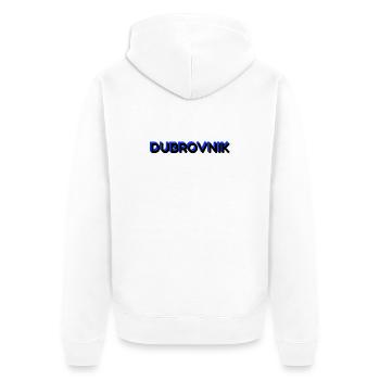 Lettrage de Dubrovnik dans la conception 3D - Veste à capuche bio Premium Unisexe - blanc - Dos - Thijin (182cm)
