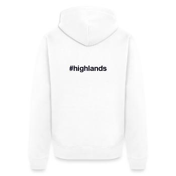 HIGHLANDS Scotland - Unisex Premium Bio Zip Hoodie - Weiß - Hinten - Thijin (182cm)