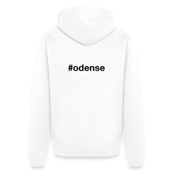ODENSE Hashtag Denmark - Unisex Premium Bio Zip Hoodie - Weiß - Hinten - Thijin (182cm)
