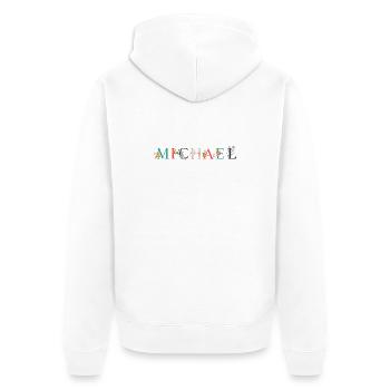MICHAEL Name Art With Flowers Embroidered - Unisex Premium Organic Zip Hoodie - white - Back - Thijin (182cm)