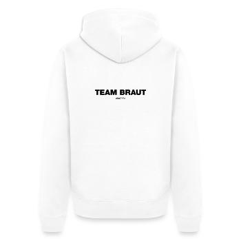 Team Braut (JGA - Jungesellenabschied) - Unisex Premium Bio Zip Hoodie - Weiß - Hinten - Thijin (182cm)