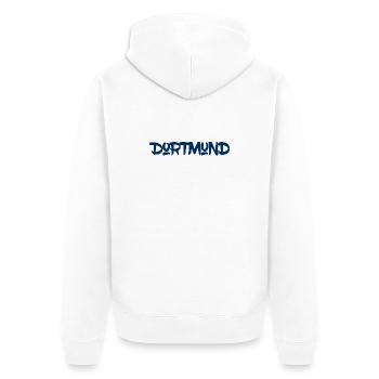 Dortmund - Ruhrpott - NRW - Zeche - Zollverein - Unisex Premium Bio Zip Hoodie - Weiß - Hinten - Thijin (182cm)