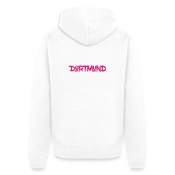Dortmund - Ruhrpott - NRW - Zeche - Zollverein - Unisex Premium Bio Zip Hoodie - Weiß - Hinten - Thijin (182cm)