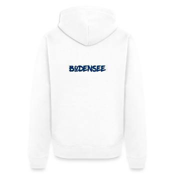 Bodensee - Süddeutschland - Österreich - Schweiz - Unisex Premium Bio Zip Hoodie - Weiß - Hinten - Thijin (182cm)