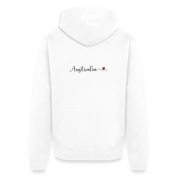 Australia Australien Schriftzug mit Herz - Unisex Premium Bio Zip Hoodie - Weiß - Hinten - Thijin (182cm)