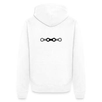 icône de chaîne de vélo Logo de l’icône de chaîne de vélo - Veste à capuche bio Premium Unisexe - blanc - Dos - Thijin (182cm)