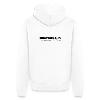 Jungsurlaub - Unisex Premium Bio Zip Hoodie - Weiß - Hinten - Thijin (182cm)