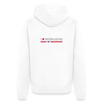 I love Fredrikstad - Norway - Norge - Norwegen - Unisex Premium Bio Zip Hoodie - Weiß - Hinten - Thijin (182cm)