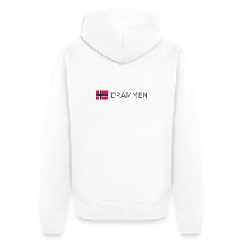 Norway Flag - Drammen - Norge - Norwegen - Unisex Premium Bio Zip Hoodie - Weiß - Hinten - Thijin (182cm)