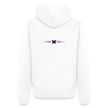 Butterfly Symbol Line - Unisex Premium Organic Zip Hoodie - white - Back - Thijin (182cm)